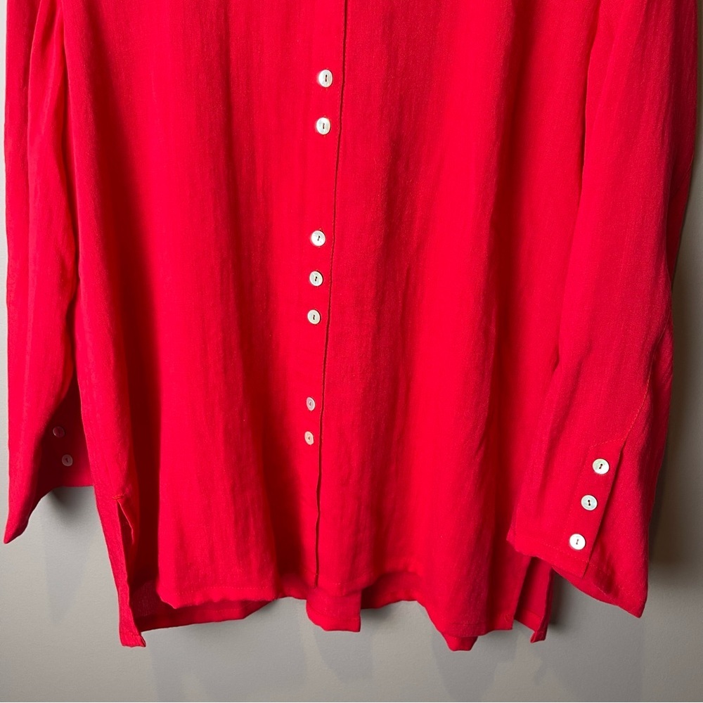 Fridaze Linen Redefined Red Button Up Top M - image 4